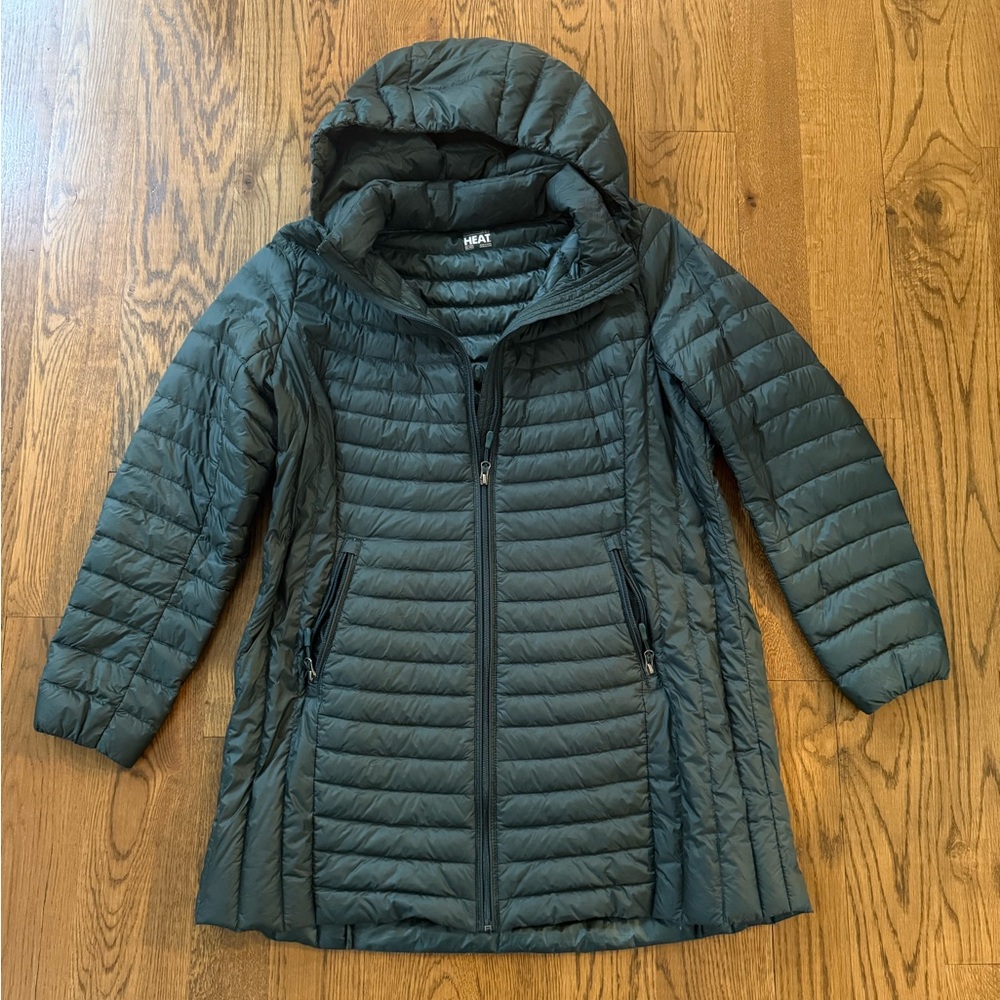 32 Degrees Green Puffer Jacket with Quilted Design